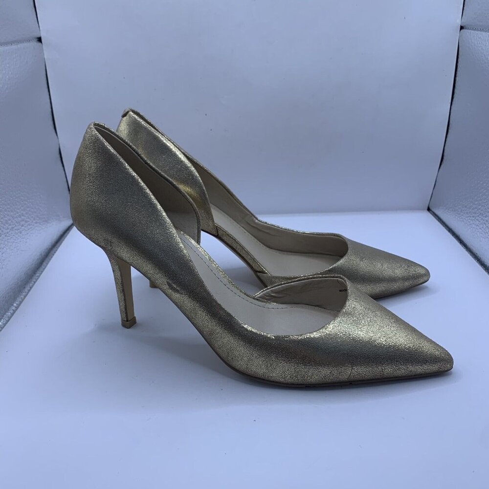 White house black market WHBM high heels size 7.5M metallic Gold party E1 - Picture 2 of 9